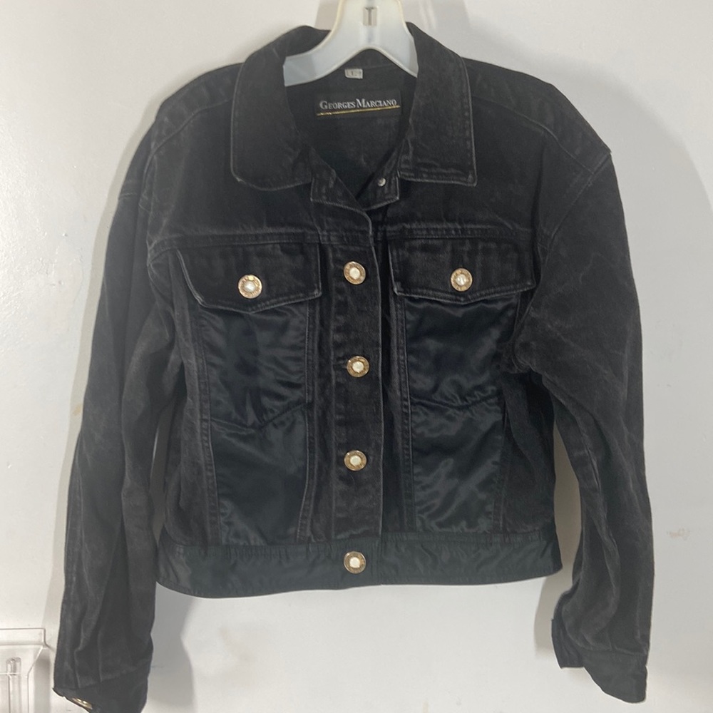 Vintage George Marciano BlCk Denim Jacket sz L